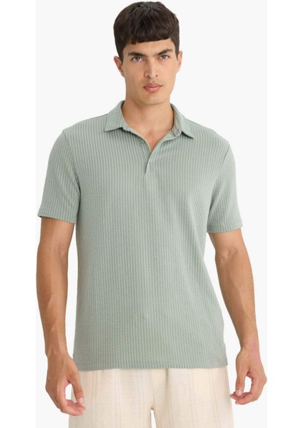 Slim Fit Dar Kesim Polo Yaka Pamuklu Kısa Kollu Tişört