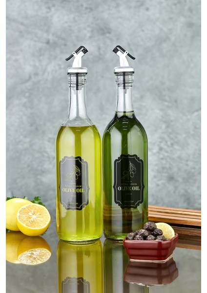 Cam Yağdanlık, Zeytinyağı Sıvı Yağ Şişesi 750 ml - 2 Adet - Yeşil fiyatları