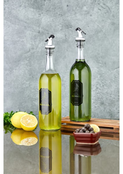 Cam Yağdanlık, Zeytinyağı Sıvı Yağ Şişesi 750 ml - 2 Adet - Yeşil indirimleri