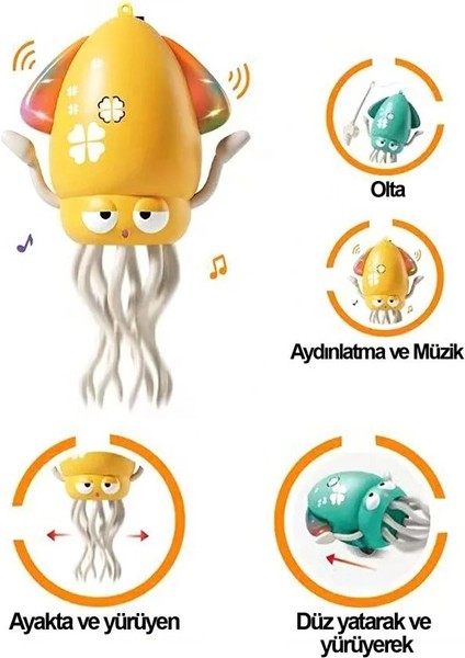 Dansçı Kali Müzikli Işıklı Hareketli Ahtapot Sarı fırsatları