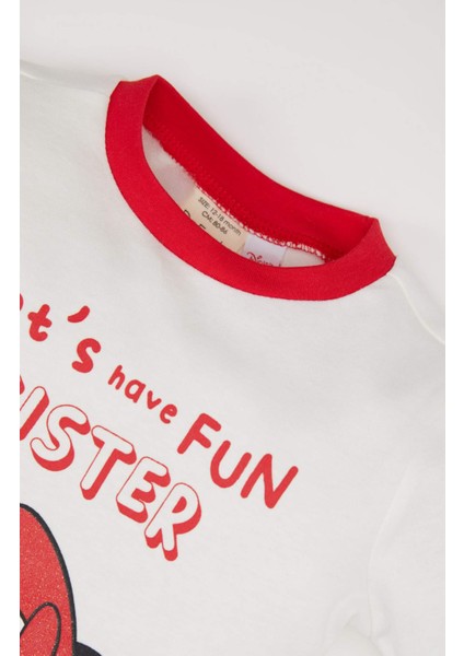 Kız Bebek Disney Mickey & Minnie Yılbaşı Temalı Pijama Takımı Uzun Kollu Üst Beli Lastikli Alt