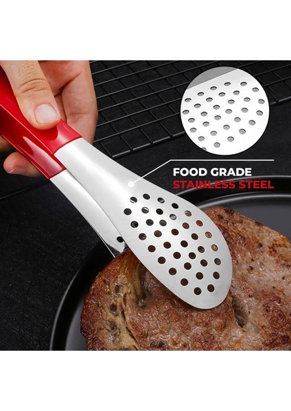 Paslanmaz Çelik Silikon Saplı Mutfak Maşası Yemek Maşası Barbekü Izgara Et Balık Maşası 1 Adet fırsatları