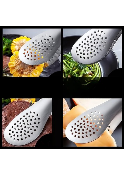 Paslanmaz Çelik Silikon Saplı Mutfak Maşası Yemek Maşası Barbekü Izgara Et Balık Maşası 1 Adet