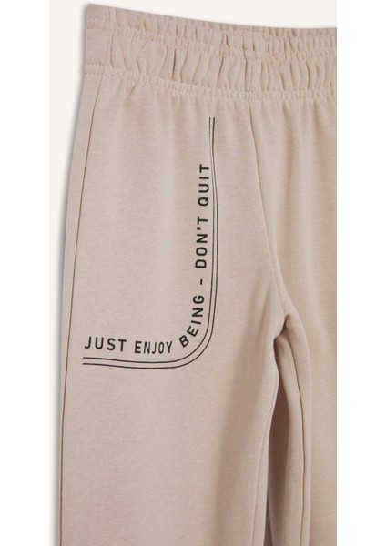 Kız Çocuk Baskılı Beli Paçası Lastikli Jogger Eşofman Altı