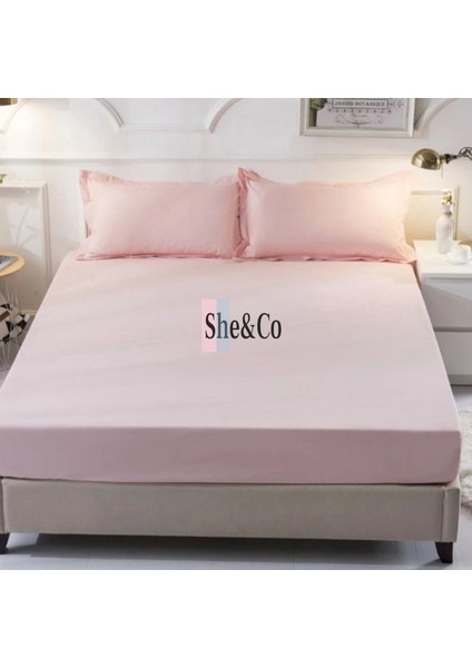 Fırfırlı Çift Kişilik Lastikli Çarşaf Seti - 3 Parça | Pembe fiyatları