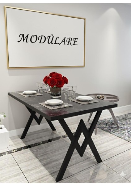 Yemek Masası Cafe Masası Balkon Masası Mutfak Masası Sabit Masa Metal Ayak 80X120