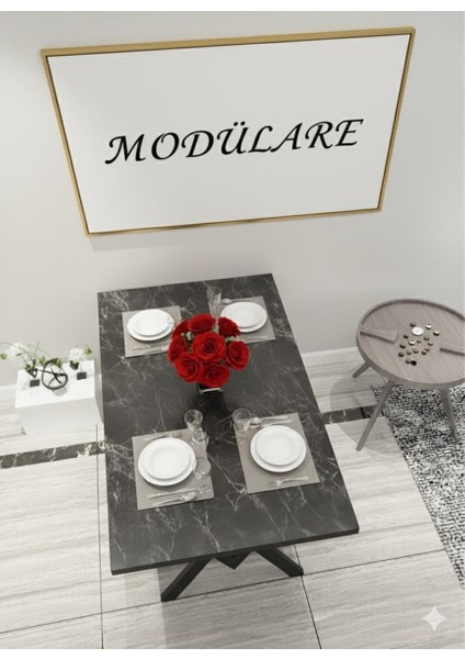 Yemek Masası Cafe Masası Balkon Masası Mutfak Masası Sabit Masa Metal Ayak 80X120 modelleri