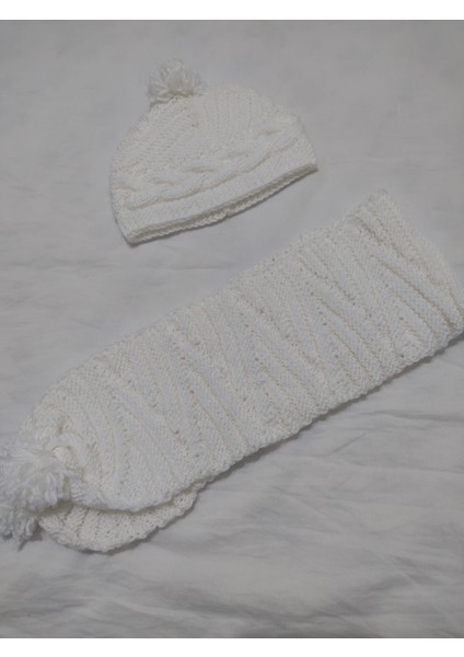 El Örgüsü Beyaz 1-3 Yaş Kız ve Erkek Çocuk Atkı-Bere Seti fiyatları