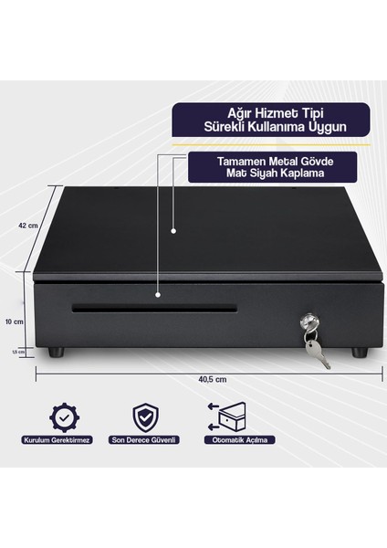 Büyük Boy Elektronik Kasa Çekmecesi – Çelik Gövde, 5+5 Para Bölmeli, 41×41 cm fiyatları