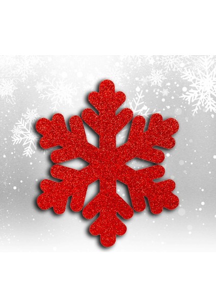 Yılbaşı Ağaç Süsü 50 cm Simli Kar Tanesi Kırmızı Çift Taraflı Noel Kar Tanesi 1 Adet fiyatları