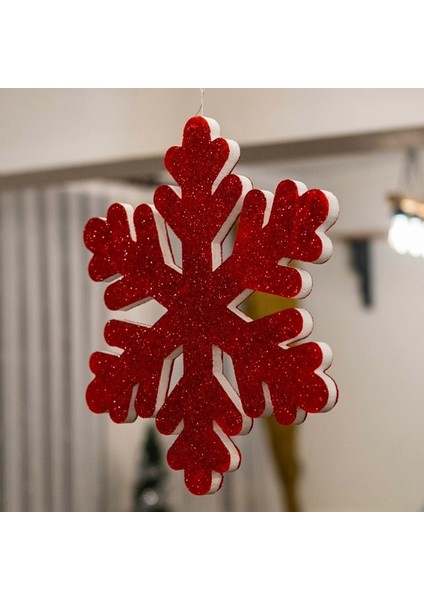 Yılbaşı Ağaç Süsü 50 cm Simli Kar Tanesi Kırmızı Çift Taraflı Noel Kar Tanesi 1 Adet modelleri