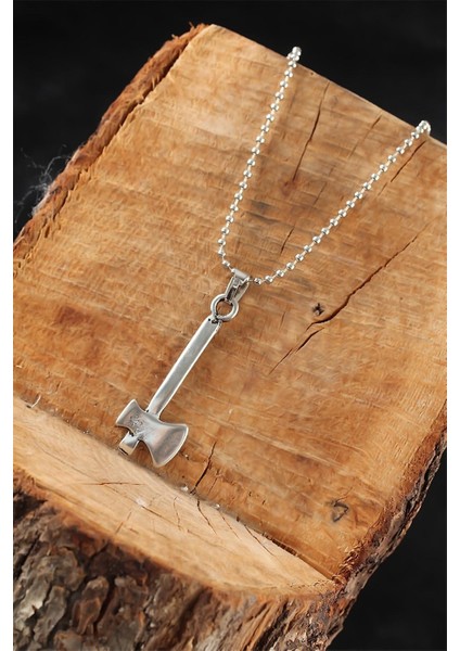 Gümüş Renk Balta Erkek Kolye