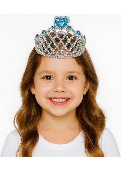 Kalpli Gümüş Renk Kraliçe Tacı Prenses Tacı