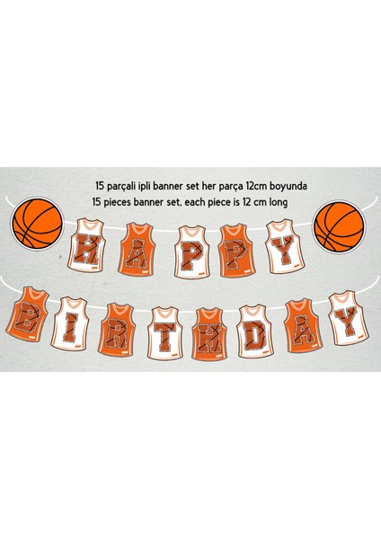 34 Parça Basketbol Konsept Sporcu Basket Dev Set Doğum Günü Süsü Banner Pasta Kürdanı Cupcake Kürda