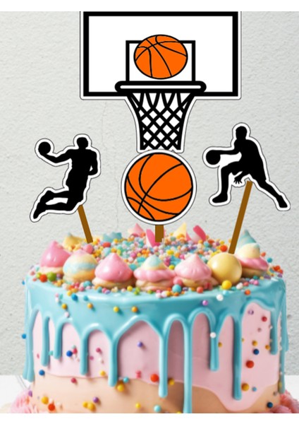 34 Parça Basketbol Konsept Sporcu Basket Dev Set Doğum Günü Süsü Banner Pasta Kürdanı Cupcake Kürda