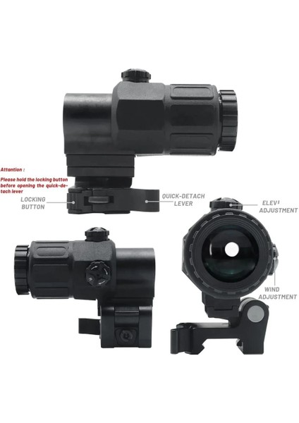 Magnifier 5x Yakınlaştırmalı Dürbün 22MM Ray Uyumlu, Katlanır Yaylı Ayaklı modelleri