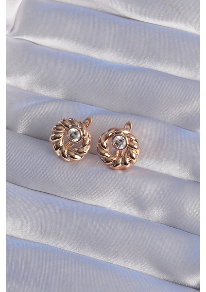 Xupi̇ng Rose Renk Oval Zirkon Taşlı Burgu Küpe fiyatları