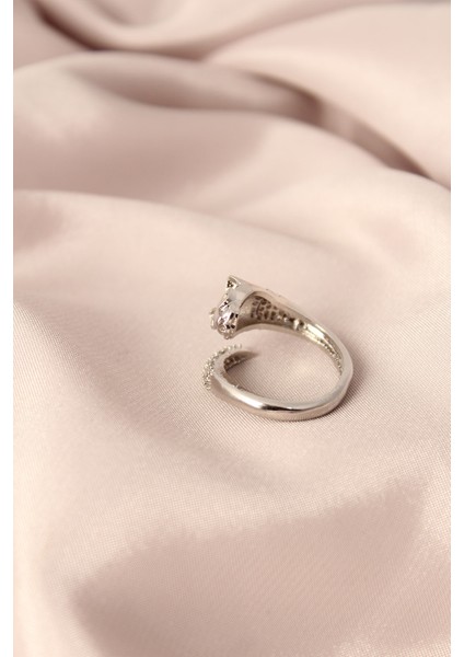 Gümüş Renk Metal Zirkon Taşlı Kaplan Ayarlanabilir Kadın Yüzük fiyatları