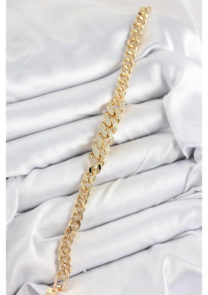 Pirinç Zirkon Taşlı Küba Zincir Renk Kadın Bileklik fiyatları