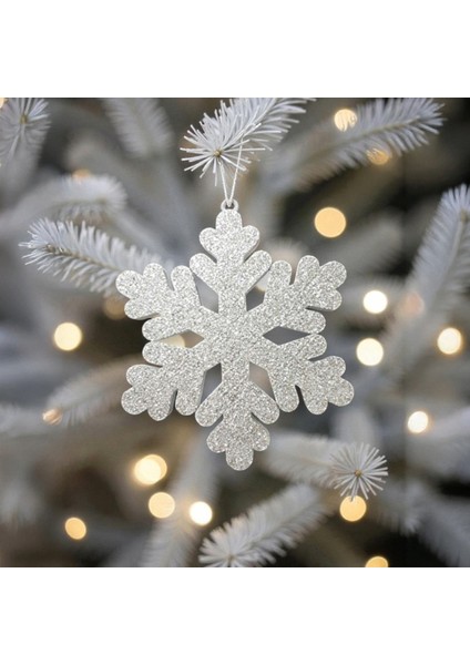 Yılbaşı Ağaç Süsü 25 cm Simli Kar Tanesi Beyaz Çift Taraflı Noel Kar Tanesi 1 Adet fırsatları