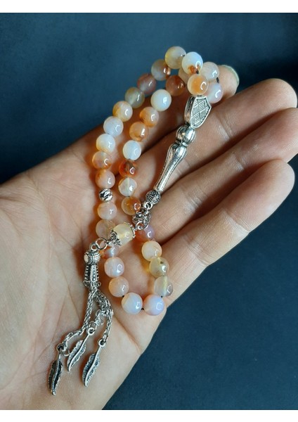 Mryart Bej Renk Şık Tasarım Akik Taşı Tesbih fiyatları