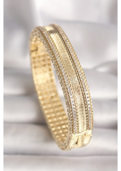 Pirinç Renk Zirkon Taşlı Bileklik