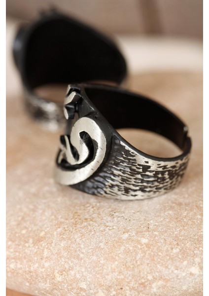 Lale Figürlü Füme Gri Renk Ayarlamalı Erkek Yüzük fiyatları