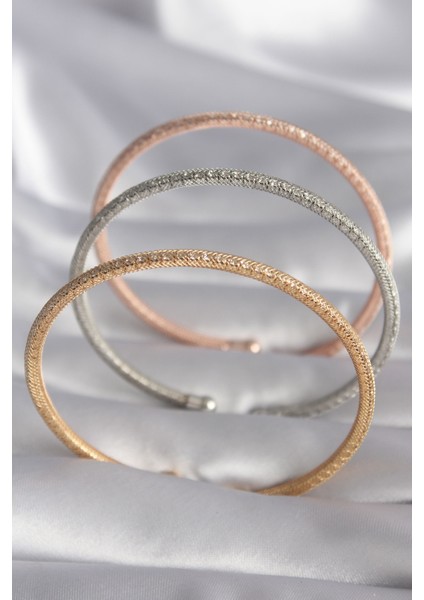 Pirinç Mix Renk Hasır Zirkon Taş Detay Kadın Bileklik Seti