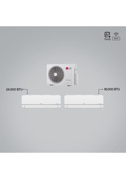1+2 Multi Sistem / 24+18 Iç Üniteler = 1 Adet Dış Ünite Al Thinq Wi-Fi Kontrolü