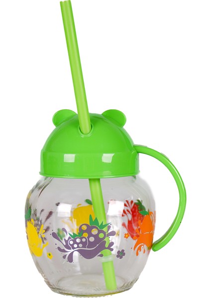 Alıştırma Bardağı Qlux Pipetli Bardak Bebek Çocuk Bardağı C-00373 Cam