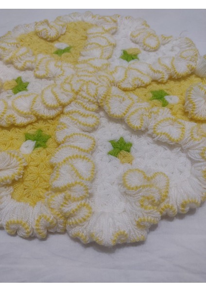 Fırfır Detaylı El Emeği Çeyizlik Sarı Beyaz Çiçekli Banyo Lifi fiyatları