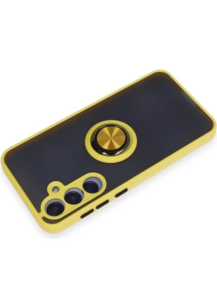 Newface A35 5g Kılıf Montreal Yüzüklü Silikon Kapak - Sarı modelleri