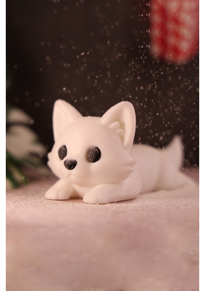 Beyaz Tilki Dekor – Bioplastik Yılbaşı Süs Figürü