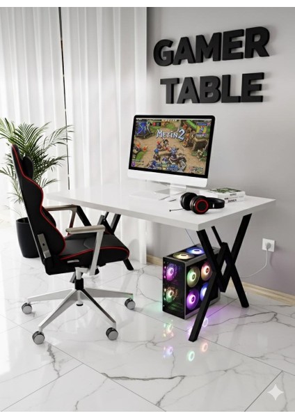 Profesyonel Oyuncu Masası Siyah Bilgisayar Çalışma Masası 120 cm Gamer Table