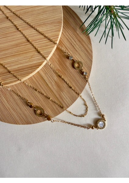 Halka Detaylı Çelik Zincir Kolye