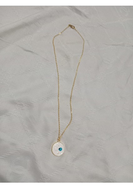 Beyaz Nazarboncuğu Uçlu Şık Çelik Kolye indirimleri