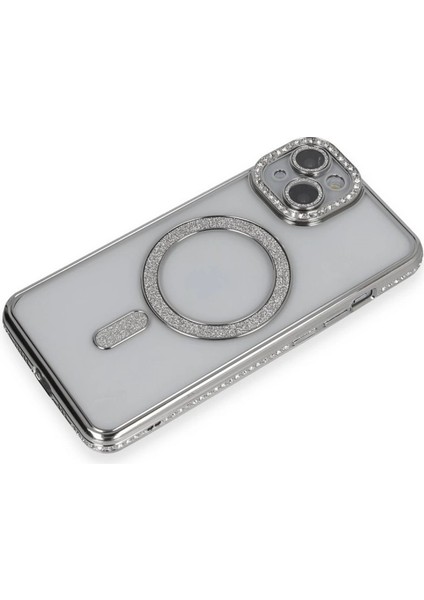 Newface Iphone 13 Kılıf Joke Simli Magneticsafe Kılıf - Gümüş modelleri