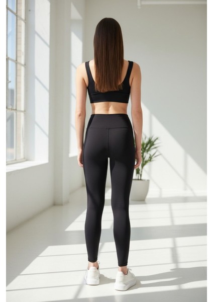Kadın Toparlayıcı Yüksek Bel Siyah Spor Tayt – Esnek & Fit fiyatları