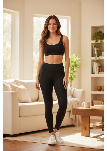 Kadın Toparlayıcı Yüksek Bel Siyah Spor Tayt – Esnek & Fit modelleri