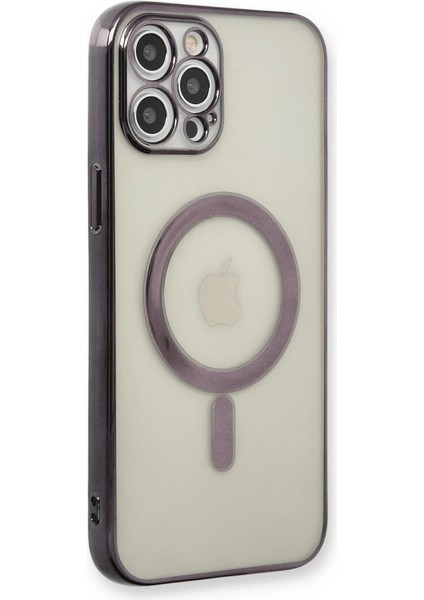 Iphone 12 Kılıf Magneticsafe Lazer Silikon - Siyah