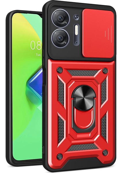 Newface Infinix Hot 30 5g Kılıf Pars Yüzüklü Silikon - Kırmızı