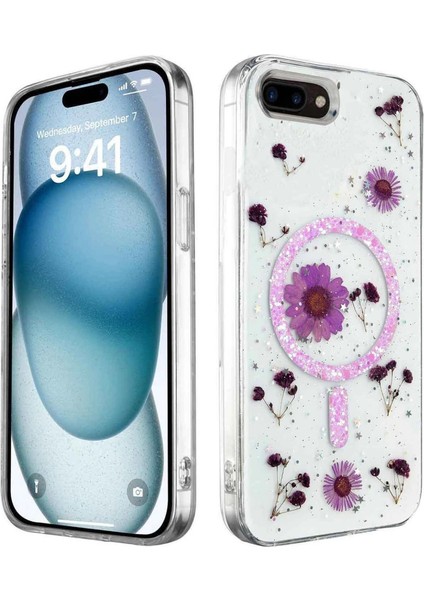 Newface Iphone 7 Kılıf Daisy Simli Kapak - Mor