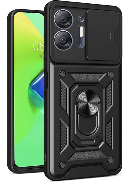 Newface Infinix Hot 30 5g Kılıf Pars Yüzüklü Silikon - Siyah