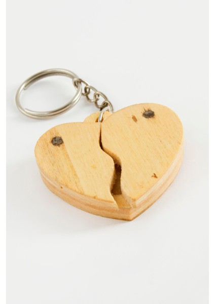 Kalp Açılıp Kapanır Ahşap Anahtarlık