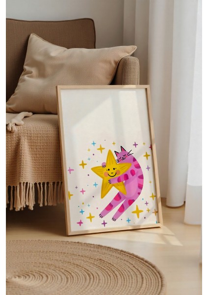 Çerçevesiz Poster Kedi Desenli - Çerçevesiz Poster - Hediyelik Çerçevesiz Tablo ACP25 modelleri