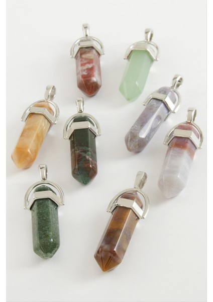 Karışık Akik Point Kolye Ucu