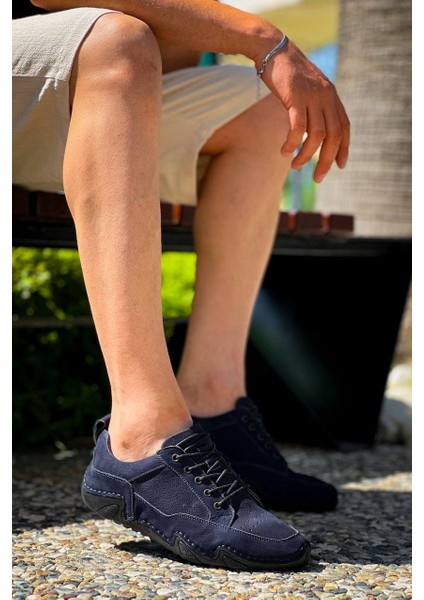 Kbdx1 Kuback Lacivert Deri Günlük Erkek Ayakkabı