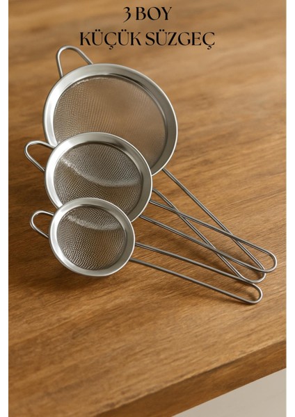 3'lü Paslanmaz Çelik Süzgeç Seti
