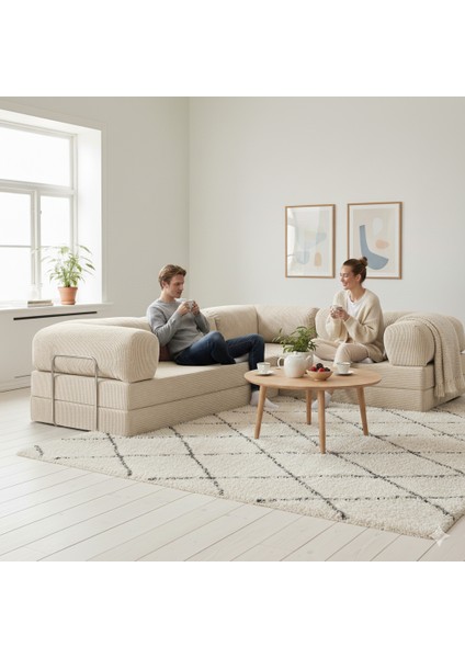 300X200 Teddy Serisi Köşe Kapali| Uzanma Modüler Koltuk | Yıkanabilir Corduroy Kumaş | Çok Fonksiyonlu Yer Yatağıyeny Fitilli fiyatları