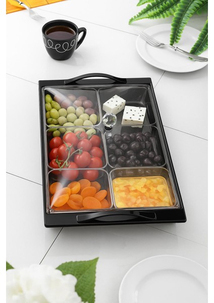 Mat Siyah Akrilik Saray Kahvaltılık Seti 13 Parça